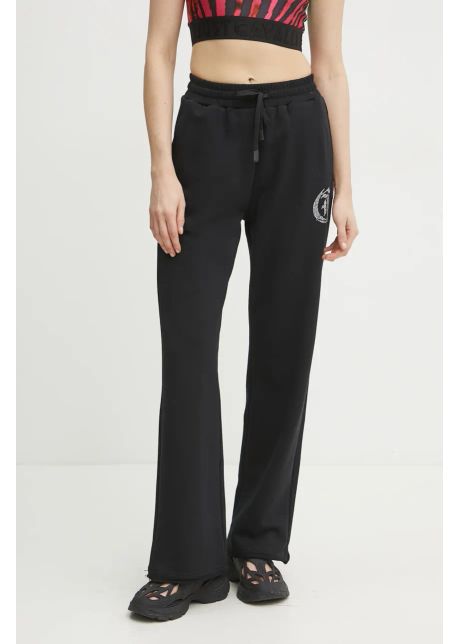 Just cavalli pantaloni de trening din bumbac femei culoarea negru cu imprimeu 78paae11 cf100
