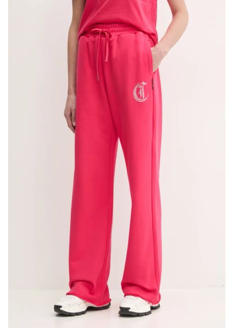 Just cavalli pantaloni de trening din bumbac femei culoarea roz cu imprimeu 78paae11 cf100