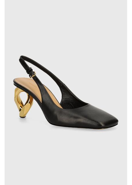 Jw anderson pantofi de piele chain heel culoarea negru cu toc drept cu toc deschis anw43022a