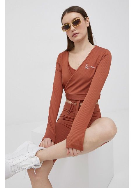 Karl kani longsleeve femei culoarea maro