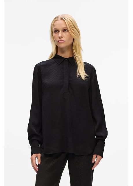 Karl Lagerfeld bluză culoarea negru, uni, A4W11012