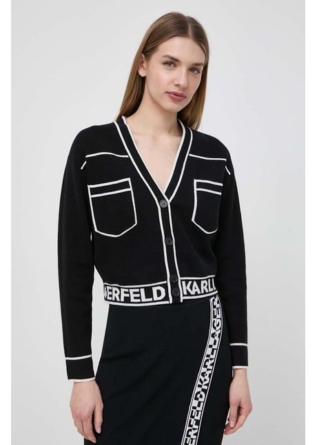 Karl lagerfeld cardigan din amestec de lana culoarea negru light