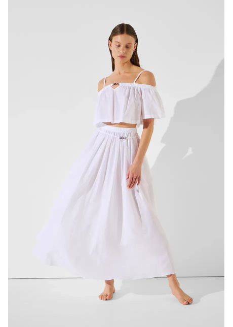 Karl lagerfeld fust din bumbac culoarea alb maxi evazati a2w46043