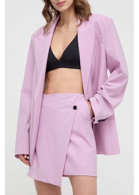 Karl lagerfeld fusta din amestec de lana culoarea roz mini evazati