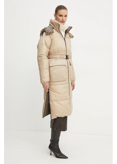 Karl lagerfeld geaca de puf cu doua fete femei culoarea bej de iarna 246w1505