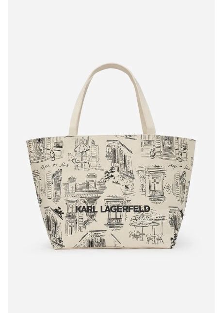 Karl lagerfeld geanta de bumbac culoarea bej a2w50036