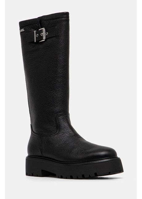 Karl lagerfeld ghete de piele burly biker femei culoarea negru cu toc plat kl43490w