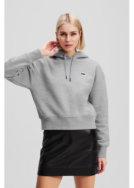 Karl lagerfeld hanorac de bumbac culoarea gri cu glug melanj a3w20053
