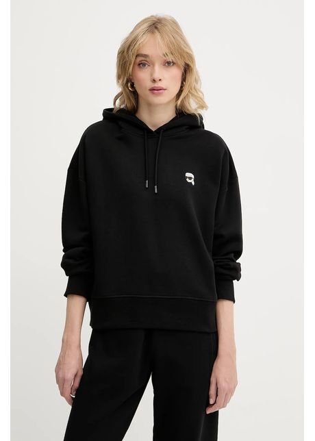Karl lagerfeld hanorac de bumbac culoarea negru cu glug melanj a3w20053
