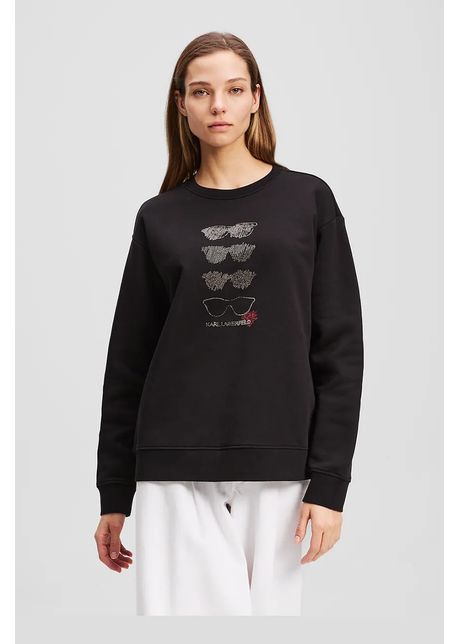 Karl lagerfeld hanorac de bumbac femei culoarea negru cu imprimeu a2w20068