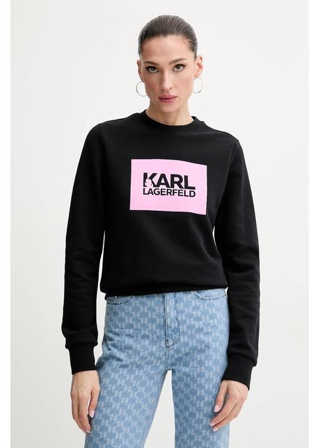 Karl lagerfeld hanorac de bumbac femei culoarea negru cu imprimeu asw20006