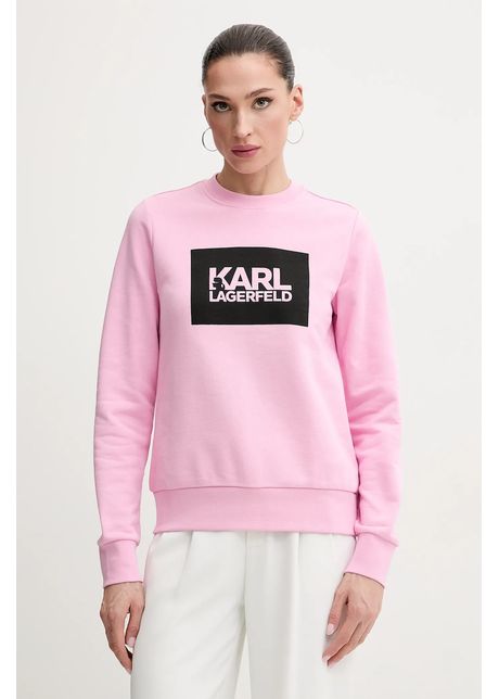Karl lagerfeld hanorac de bumbac femei culoarea roz cu imprimeu asw20006