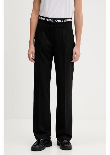 Karl Lagerfeld Jeans pantaloni culoarea negru, drept, high waist, A4W10142