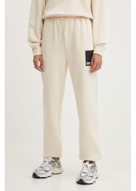 Karl lagerfeld jeans pantaloni de trening culoarea bej cu imprimeu 245j1000