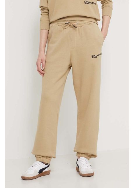 Karl lagerfeld jeans pantaloni de trening culoarea bej cu imprimeu