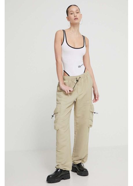 Karl lagerfeld jeans pantaloni de trening culoarea verde neted