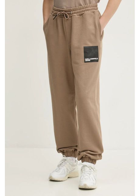 Karl lagerfeld jeans pantaloni de trening din bumbac culoarea bej cu imprimeu a1w10004