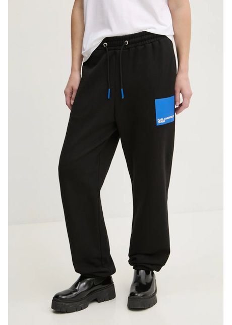 Karl lagerfeld jeans pantaloni de trening din bumbac culoarea negru cu imprimeu a1w10004