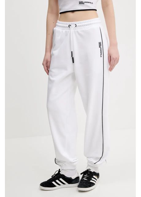 Karl lagerfeld jeans pantaloni de trening din bumbac femei culoarea alb cu imprimeu a2w10094