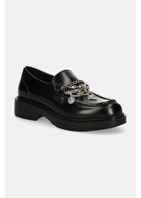 Karl lagerfeld mocasini de piele macie femei culoarea negru cu toc plat kl41214
