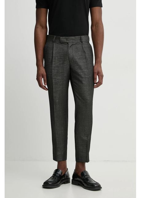 Karl lagerfeld pantaloni de lana kl studio barbati culoarea gri drept 552053 255421