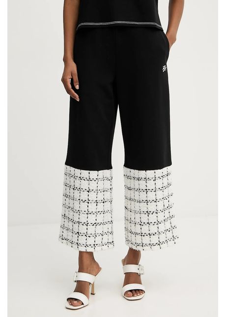 Karl lagerfeld pantaloni de trening cu amestec de l n culoarea negru cu imprimeu a3w10008