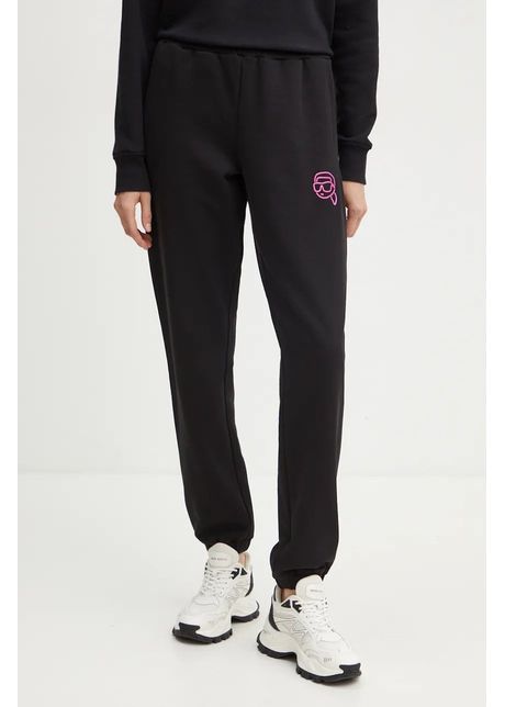 Karl lagerfeld pantaloni de trening culoarea negru cu imprimeu 246w1012