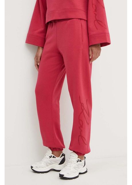 Karl lagerfeld pantaloni de trening culoarea rosu cu imprimeu 245w1053
