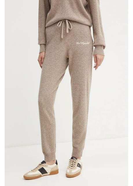 Karl lagerfeld pantaloni de trening de l n culoarea maro neted 246w2181