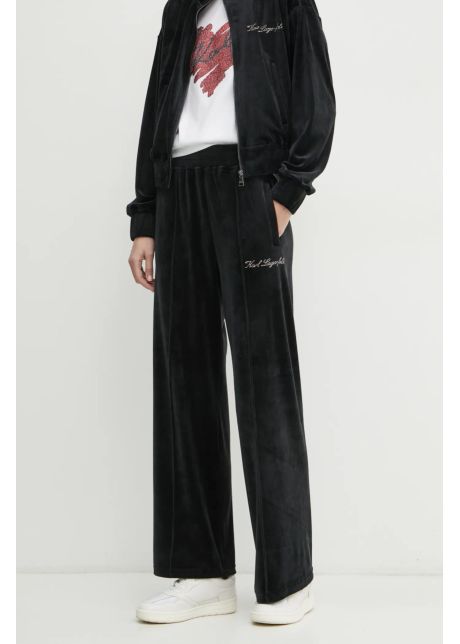 Karl lagerfeld pantaloni de trening din velur culoarea negru cu imprimeu a1w44004