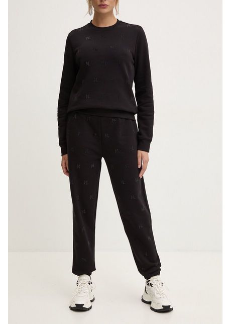 Karl lagerfeld pantaloni femei culoarea negru cu imprimeu 246w1009