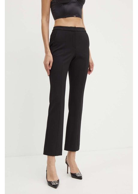 Karl lagerfeld pantaloni femei culoarea negru drept high waist 245w1001