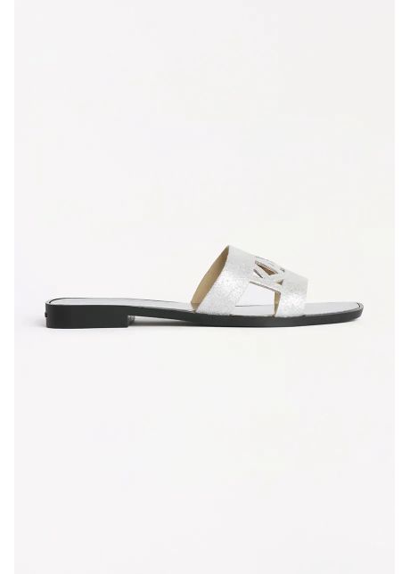Karl lagerfeld papuci din piele skoot ii femei culoarea argintiu kl80402