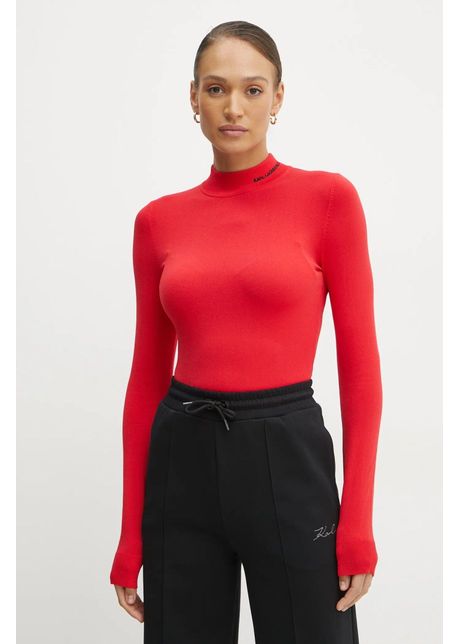 Karl lagerfeld pulover femei culoarea ro u light cu turtleneck a1w18006