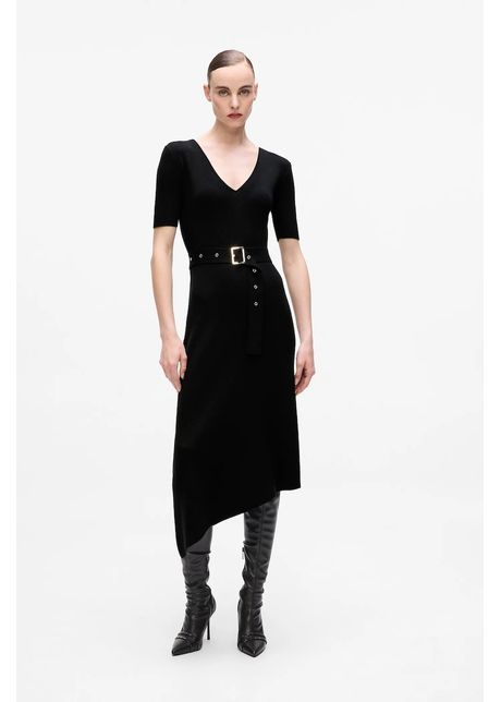 Karl Lagerfeld rochie culoarea negru, midi, mulata, A4W13026