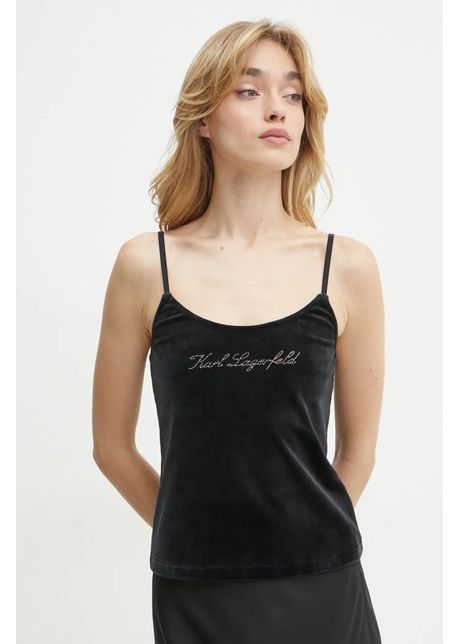 Karl lagerfeld top de catifea culoarea negru a1w44006