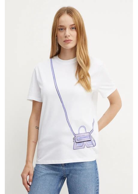 Karl lagerfeld tricou din bumbac femei culoarea alb 236w1731