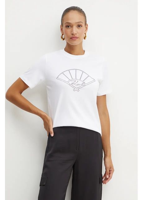 Karl lagerfeld tricou din bumbac femei culoarea alb 246w1702