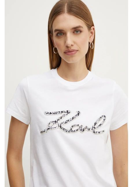 Karl lagerfeld tricou din bumbac femei culoarea alb 246w1715