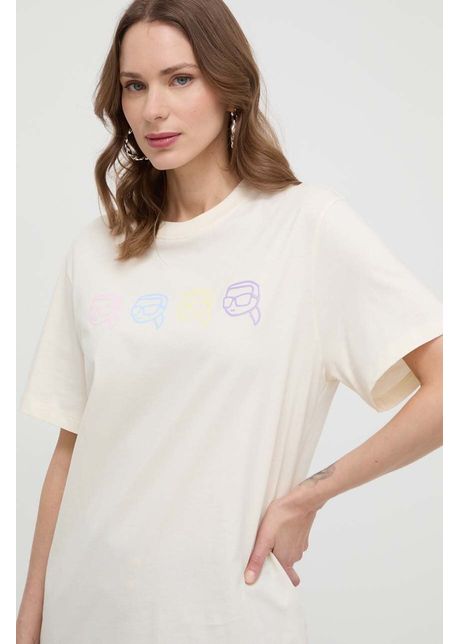 Karl lagerfeld tricou din bumbac femei culoarea bej