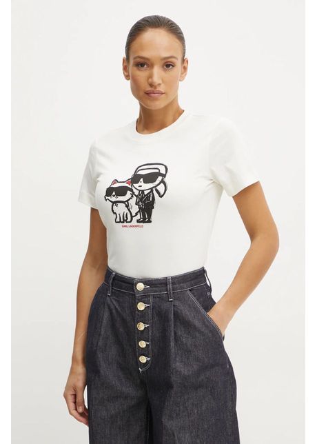Karl lagerfeld tricou din bumbac femei culoarea bej a1w17129