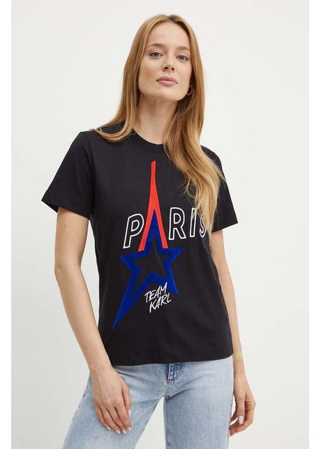 Karl lagerfeld tricou din bumbac femei culoarea negru 245w1730