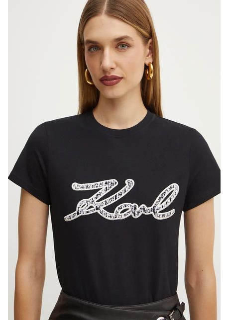 Karl lagerfeld tricou din bumbac femei culoarea negru 246w1715