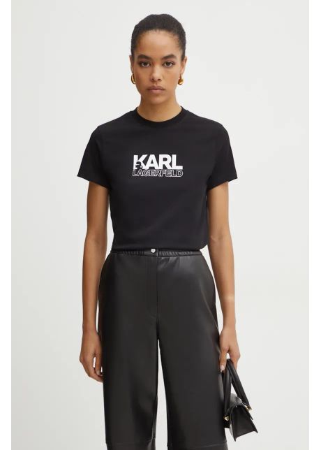 Karl lagerfeld tricou din bumbac femei culoarea negru 24ww1703