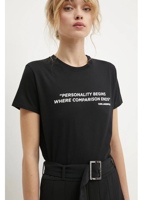 Karl Lagerfeld tricou din bumbac femei, culoarea negru, A1W17068