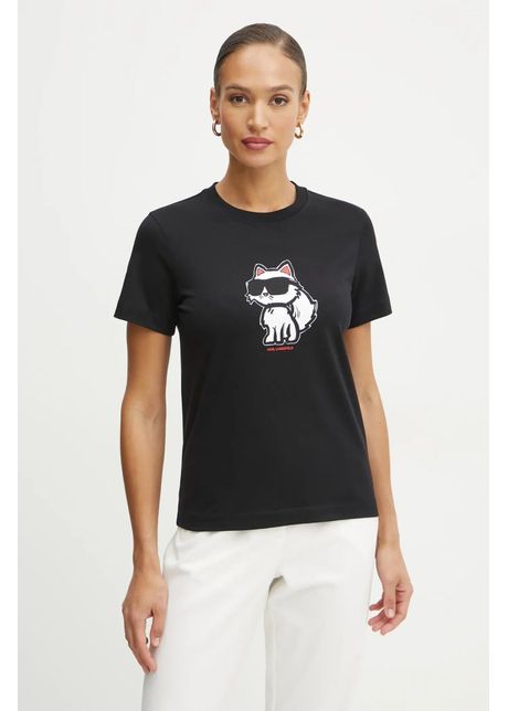 Karl Lagerfeld tricou din bumbac femei, culoarea negru, A1W17128