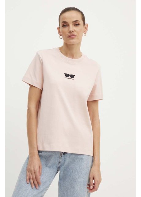 Karl lagerfeld tricou din bumbac femei culoarea roz 245w1717