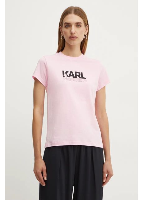 Karl lagerfeld tricou din bumbac femei culoarea roz 24ww1703
