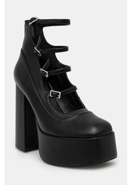Koi footwear pumps gurren black strappy platform heels culoarea negru cu toc drept dbp17