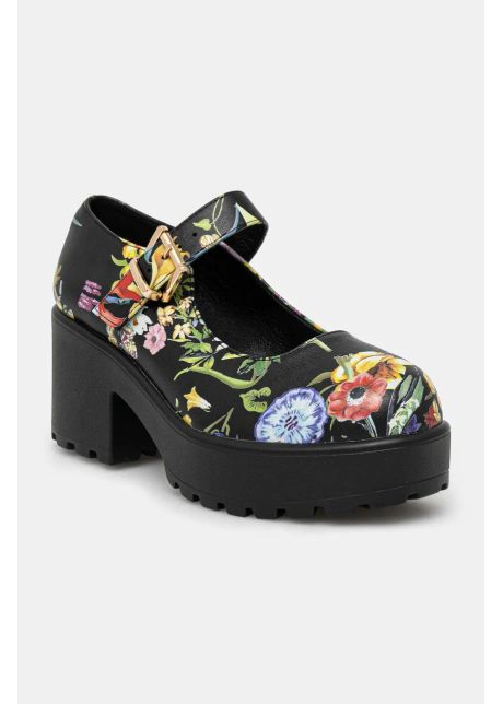 Koi footwear pumps tira mary janes floral edition culoarea negru cu toc drept nd68